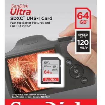 CARTAO DE MEMORIA SD 64GB FULL HD ( SDSDUN4-064G-GN6IN ) 120MB/s - SANDISK