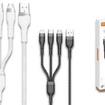 CABO DE DADOS 3 EM 1 / 1,5M / USB - IPHONE - TIPO C - V8 ( CB-54 ) - AGOLD