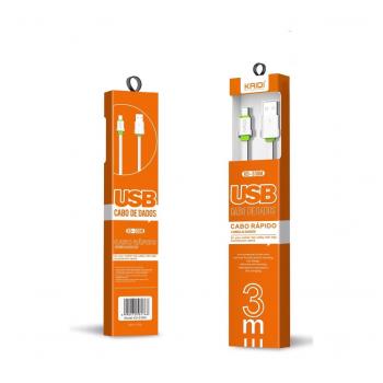 CABO DE DADOS & CARGA 2.4A / USB / 3M / V8 ( KD-330M ) - KAIDI
