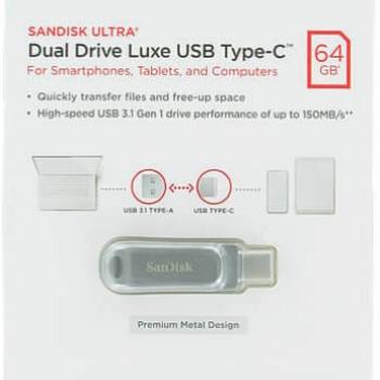PEN DRIVE 64GB DUAL DRIVE LUXE USB 3.2 ( SDDDC4-064G-G46 ) TIPO C - SANDISK