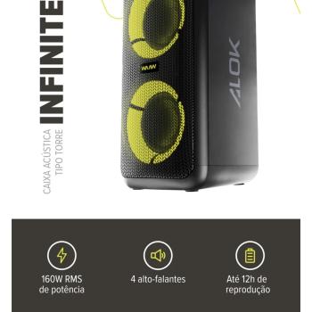 Caixa de Som Bluetooth S/Fio Waaw by Alok Infinite 200