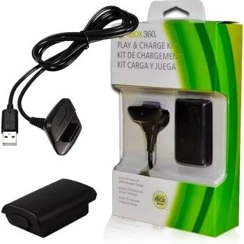 KIT CARREGADOR BATERIA E CABO PARA CONTROLE XBOX 360 CYN-8360 / X-360