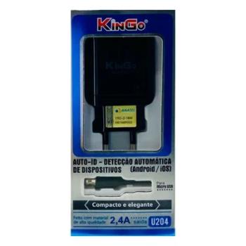 KIT CARREGADOR USB KINGO 2.4A U204 V8
