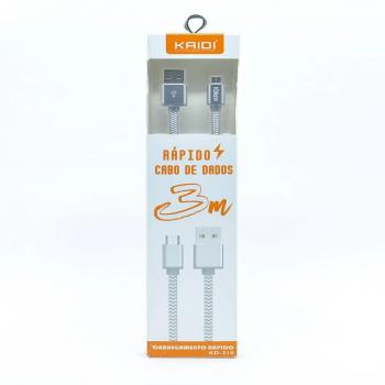 CABO USB KAIDI KD-310 CARGA RÁPIDA V8 3M