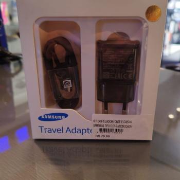 KIT CARREGADOR FONTE E CABO SAMSUNG TIPO C EP-TA20CBCQGCH 1.67A