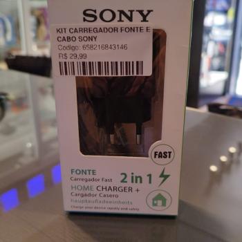KIT CARREGADOR FONTE E CABO SONY