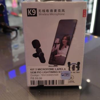 KIT 2 MICROFONE LAPELA SEM FIO LIGHTINING K9