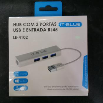 HUB IT-BLUE LE-4102 COM 3 PORTAS USB E ENTRADA RJ45