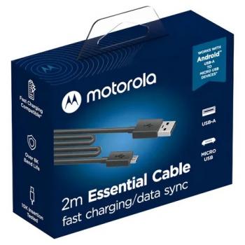 CABO DE DADOS E CARGA MOTOROLA MICRO USB V8 2M