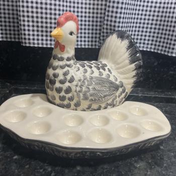 GALINHA NINHO BRANCO COM PRETO