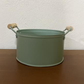 VASO OVAL COM ALÇA VERDE PISTACHE P