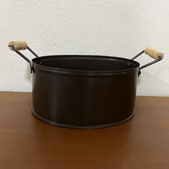 VASO OVAL COM ALÇA MARROM P