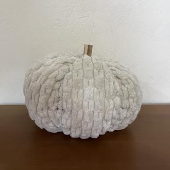 ABOBORA DECORATIVA TECIDO BRANCA 20CM