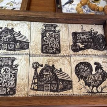 BANDEJA AZULEJO FARM 33X23CM