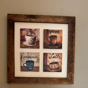 QUADRO DECOR COM 4 AZULEJOS CAFÉ 3004M-004(31,5X31,5CM)