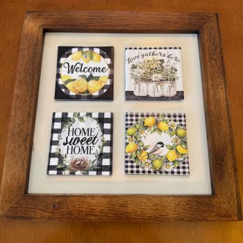 QUADRO DECOR COM 4 AZULEJOS FARMHOUSE 3004M-031  (31,5X31,5CM)