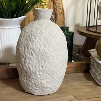 VASO EM CERAMICA M CINZA COM TEXTURA