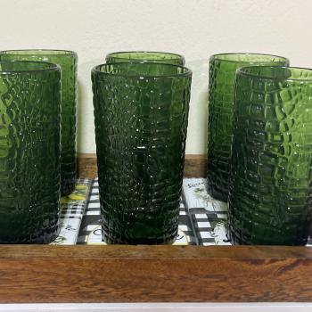 CONJUNTO COM 6 COPOS VIDRO VERDE CROCODILE 375ML