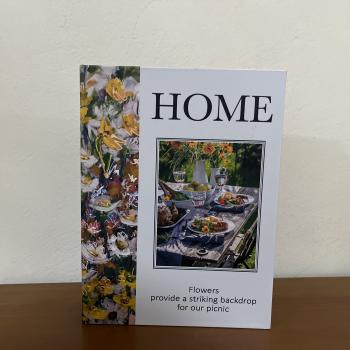 LIVROS CAIXA HOME FLOWERS AMARELO E BRANCO M 28x20x5