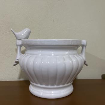 CACHEPOT PÁSSARO PEQUENO BRANCO 22x19