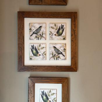 QUADRO DECOR COM 2 AZULEJOS PASSAROS VERDE 3002M-023 (18,5X31,5CM)