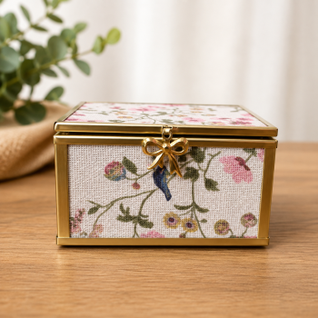 PORTA JOIAS BLOSSOM GARDEN 10X15 DOURADO METAL