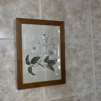 QUADRO MOLDURA NATURAL TINGIDA FLORAL VINTAGE A4-33-24