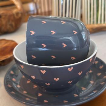 PRATO SOBREMESA CERAMICA PETIT HEART PRETO 19,5CM