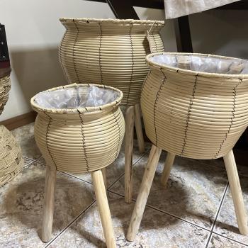 CACHEPOT FIBRA NATURAL  BEGE m