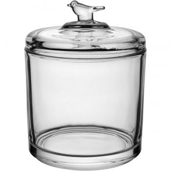 POTICHE VIDRO TRANSPARENTE COM TAMPA 13x10x10cm