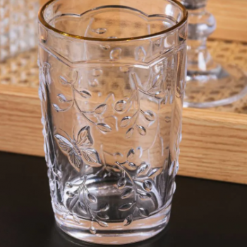 Copo New Butterfly com Fio de Ouro 330ml Cristal Ecológico