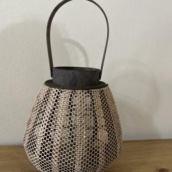 LANTERNA DECORAÇÃO BAMBU RENDA 21X24,5 NUDE/MARROM