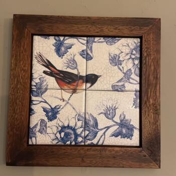 QUADRO AZULEJO PASSAROS VERM. 3094AP-045 (20X20CM)