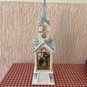 Lanterna Natalina Glitter Torre 39cm x 10cm x 11,5cm