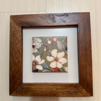 QUADRO DECOR MADEIRA 1 AZ. FLORAL VERDE 18,5X18,5CM