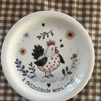 PRATO SOBREMESA PORCELANA GALINHA