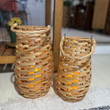 LANTERNA DECORATIVA EM FIBRA NATURAL