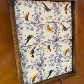 BANDEJA AZULEJO PÁSSAROS ARABESCO 43X33CM 3096PM-103