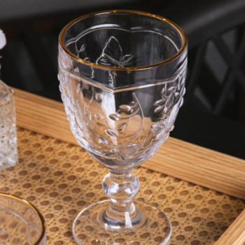 Taça de Água New Butterfly com Fio de Ouro 320ml Cristal Ecológico
