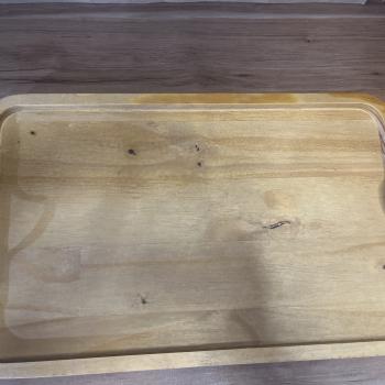 BANDEJA COM ALÇA DE COURO 38x24x3cm