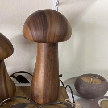 COGUMELO DECORATIVO EM CERAMICA ESTILO MADEIRA MARROM