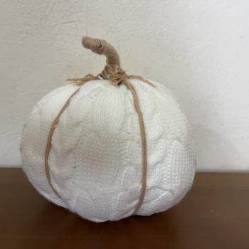ABOBORA DECORATIVA TECIDO BRANCA 18CM