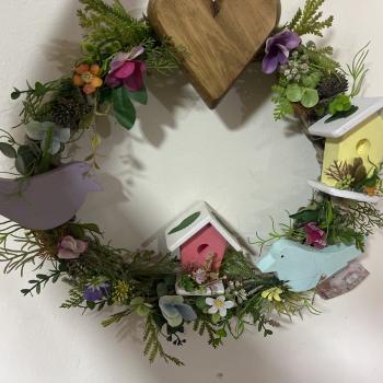 GUIRLANDA CASINHA PASSARINHO E FLORES 34X40