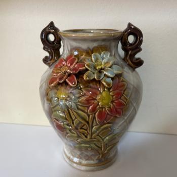 VASO FLOR COM ALÇA PORCELANA 20 cm