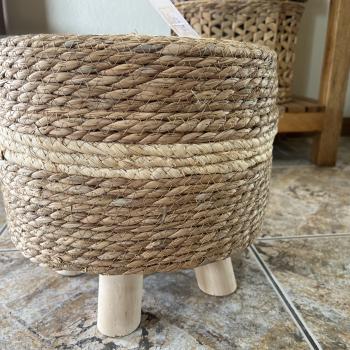 PUFF DECORATIVO EM PALHA NATURAL