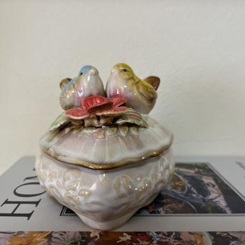 PORTA JOIA PASSARINHO PORCELANA JY1816