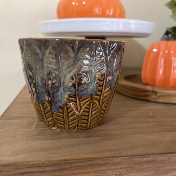 VASO CERAMICA COM FOLHAS