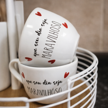 XICARA DE CHA COM PIRES MARIVI 9X16 FRASE CORAÇÕES