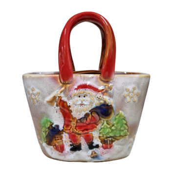 Bolsa Papai Noel Porcelana 16cm x 14cm x 5,5cm