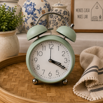 RELOGIO DE MESA DESPERTADOR METAL VERDE META 10X6